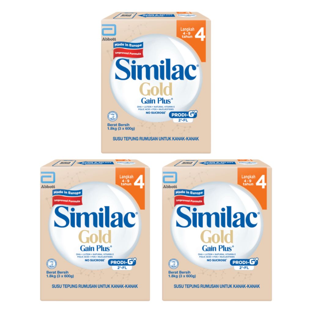 (Bundle of 2) Similac Gold Gain Plus Prodi-G 2'-FL Step 4 1.8kg (4-9 years)