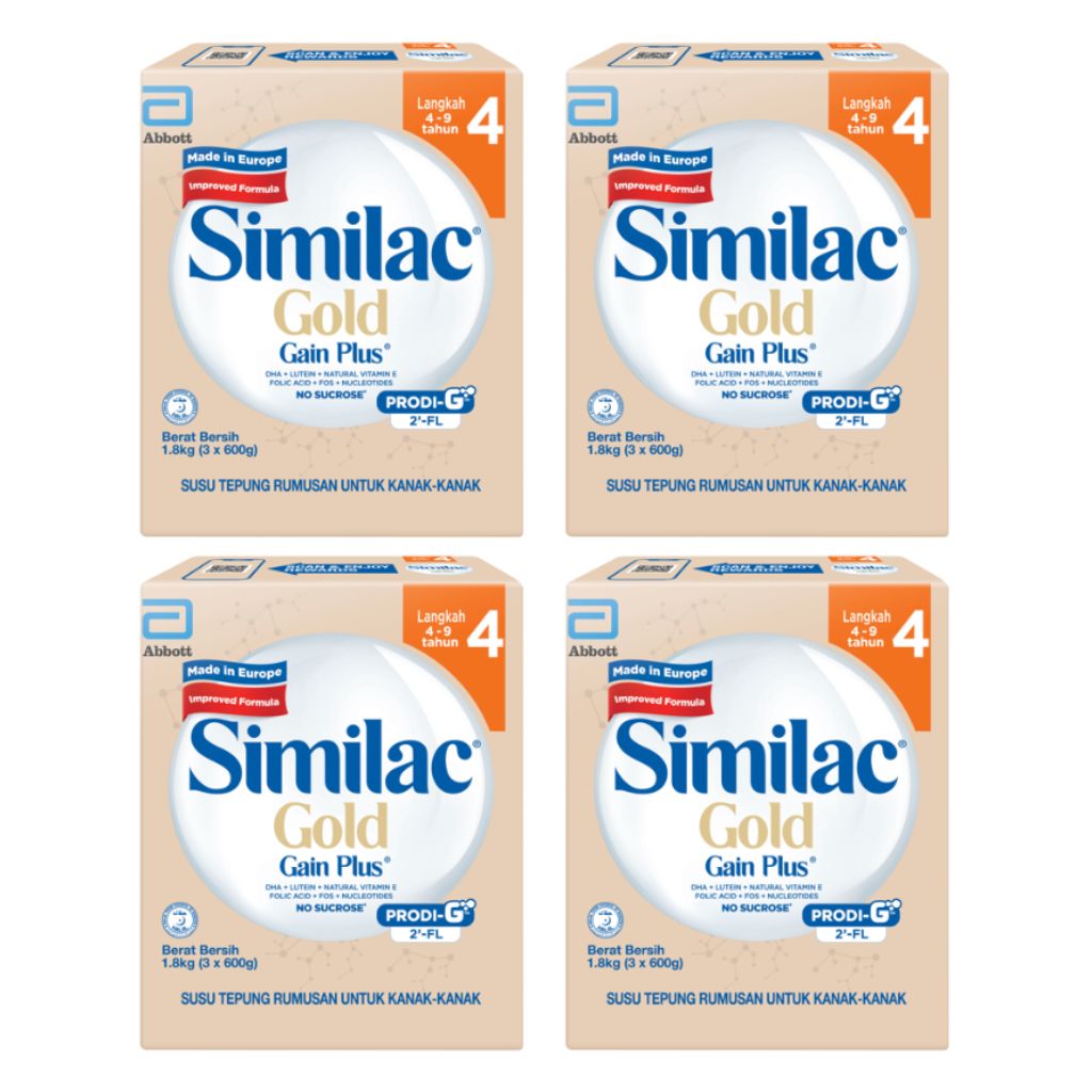 (Bundle of 2) Similac Gold Gain Plus Prodi-G 2'-FL Step 4 1.8kg (4-9 years)